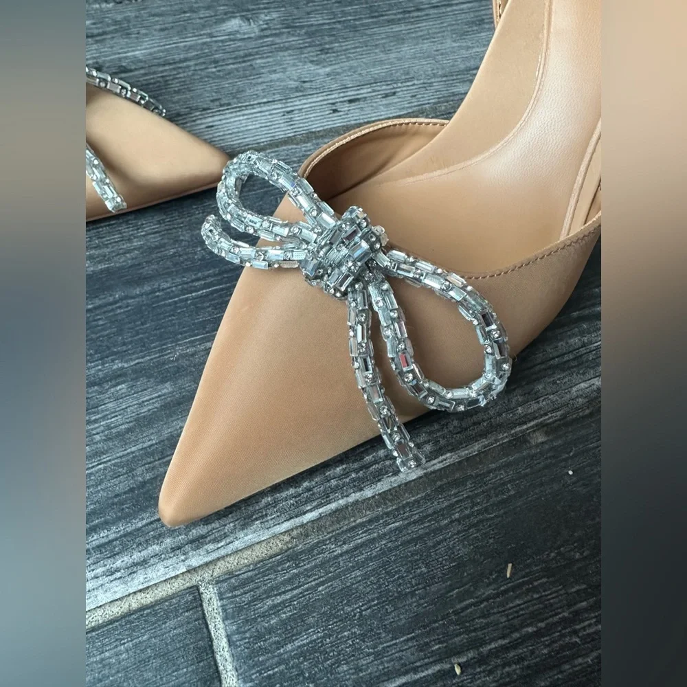 NWOT Zara Bow Slingback Neutral Heels Size 40 - Picture 10 of 15